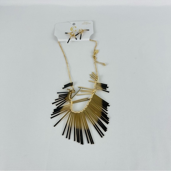 Charming Charlie Gold Tone Long Necklace And Earrings Set New - Picture 2 of 12